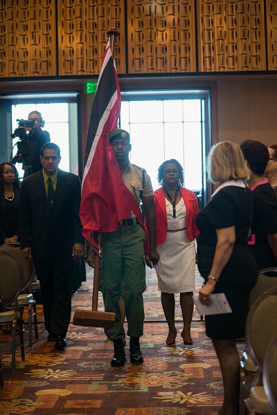 Delegates from Trinidad and Tobago enter as the Opening Ceremony begins